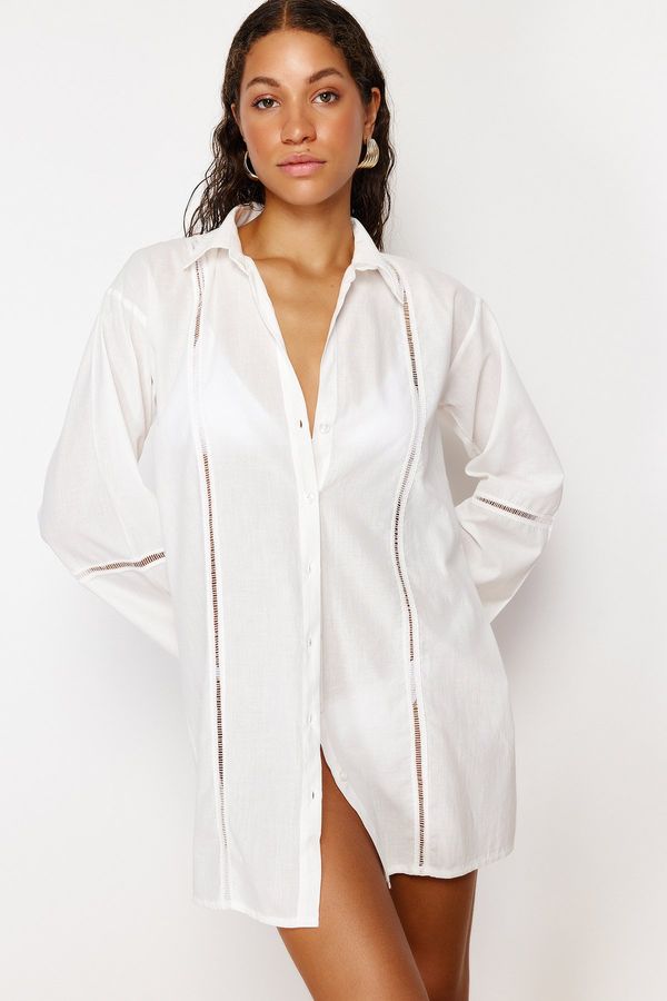 Trendyol Trendyol 100% Cotton Shirt with White Woven Stripe Accessories