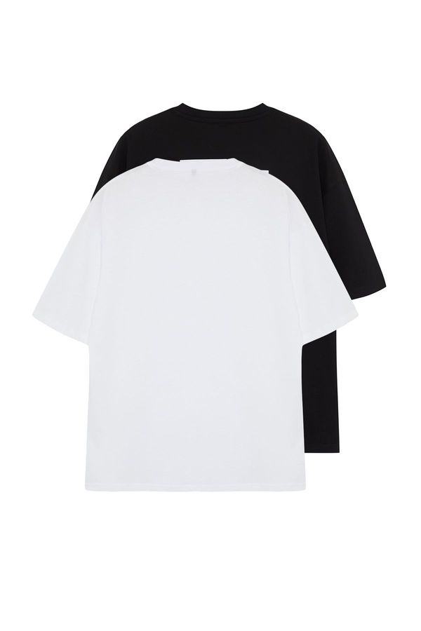 Trendyol Trendyol 2-Pack Black and White Oversize/Wide-Fit T-shirt