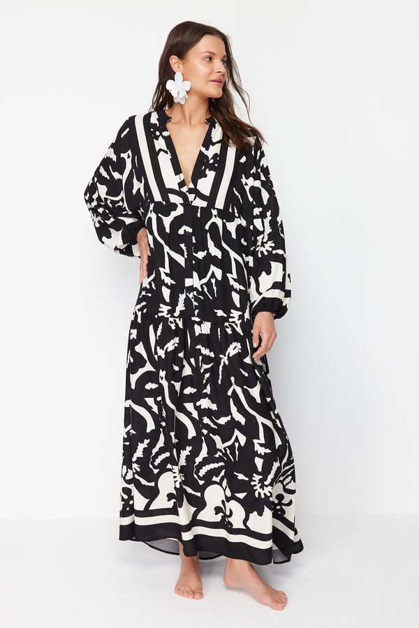 Trendyol Trendyol Abstract Patterned Wide Fit Maxi Woven Beach Dress