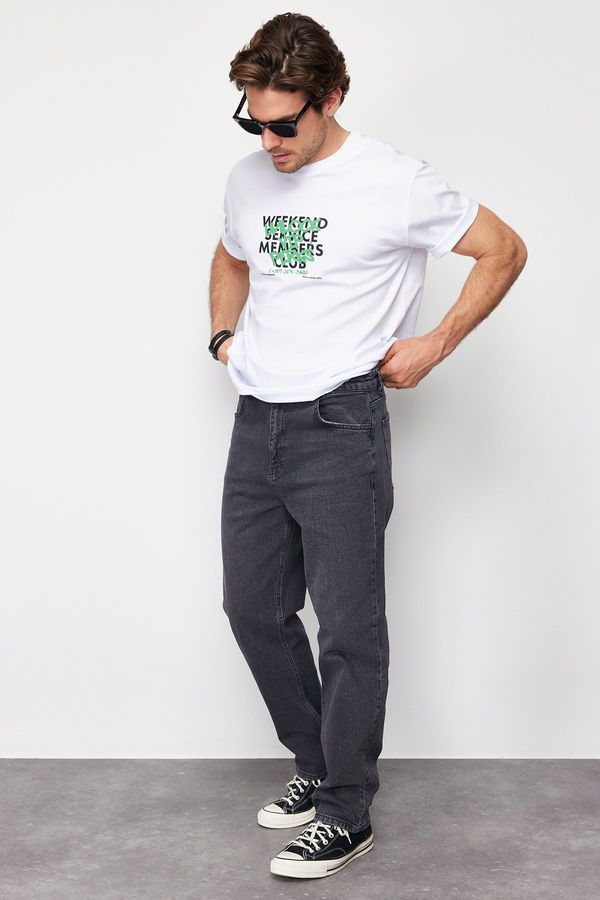 Trendyol Trendyol Anthracite 90's Straight Fit Jeans Loose Denim Trousers