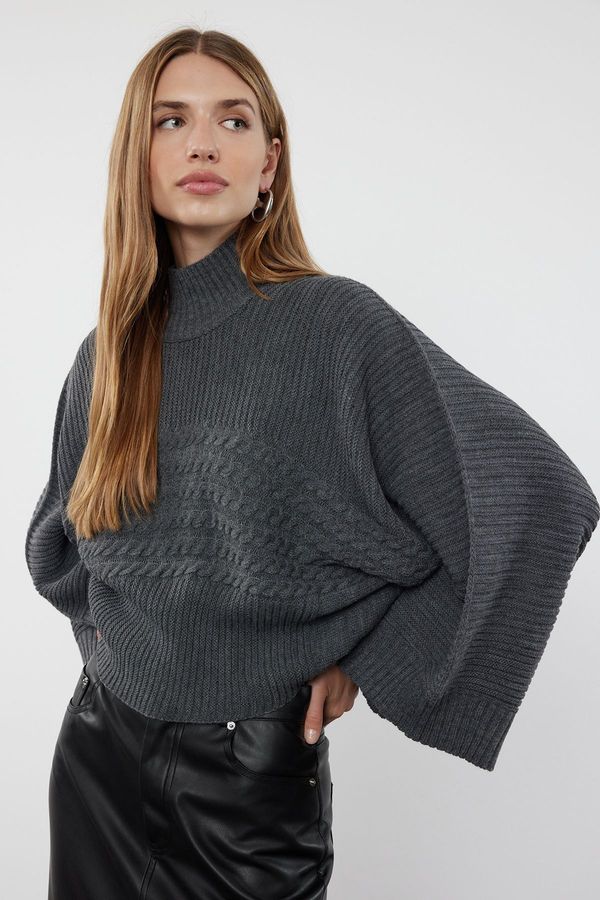 Trendyol Trendyol Anthracite Basic Hair Knitted Knitwear Sweater