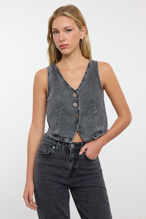 Trendyol Trendyol Anthracite Denim Vest