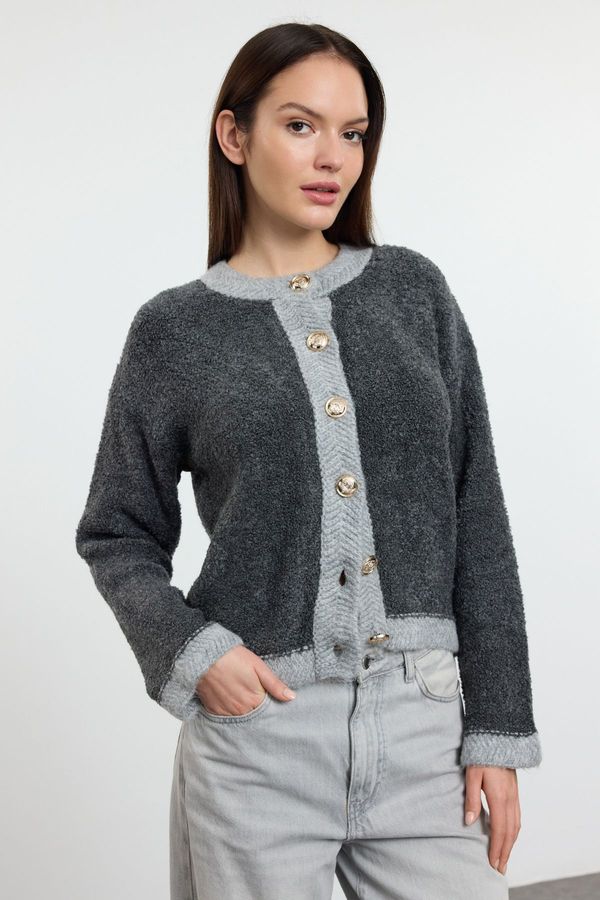 Trendyol Trendyol Anthracite Knitted Cardigan