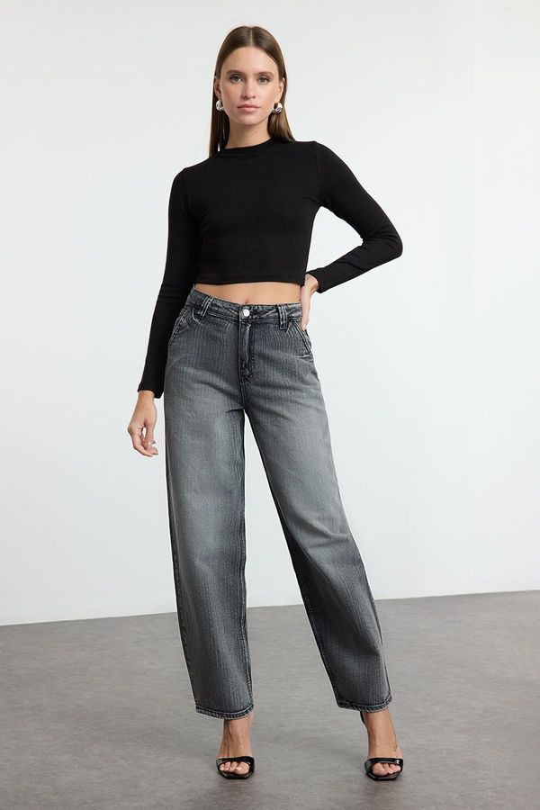 Trendyol Trendyol Anthracite More Sustainable High Waist Skater Baggy Jeans