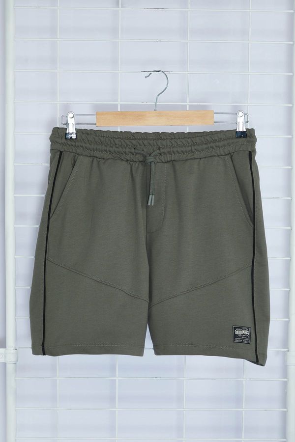 Trendyol Trendyol Anthracite Regular Cut More Sustainable Shorts & Bermudas with Contrast Piping Detail