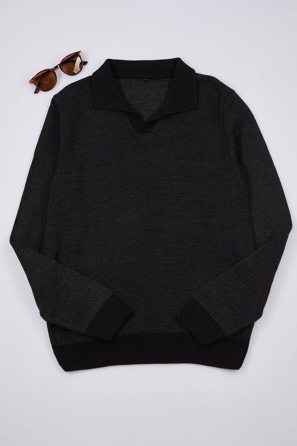 Trendyol Trendyol Anthracite Regular Polo Neck Plain Knitwear Sweater