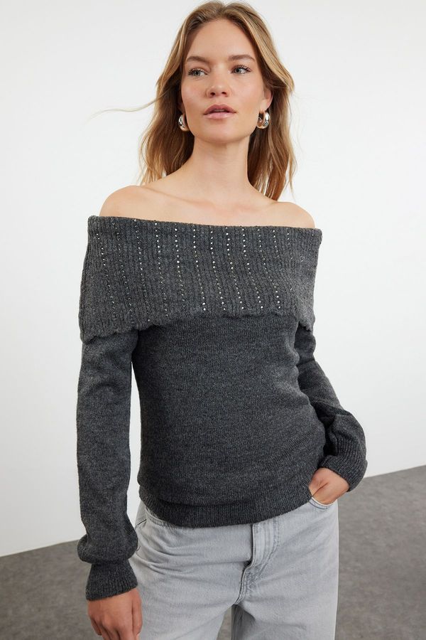 Trendyol Trendyol Anthracite Soft Textured Knitwear Sweater