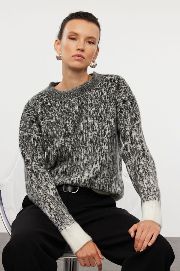 Trendyol Trendyol Anthracite Soft Textured Patterned Knitwear Sweater