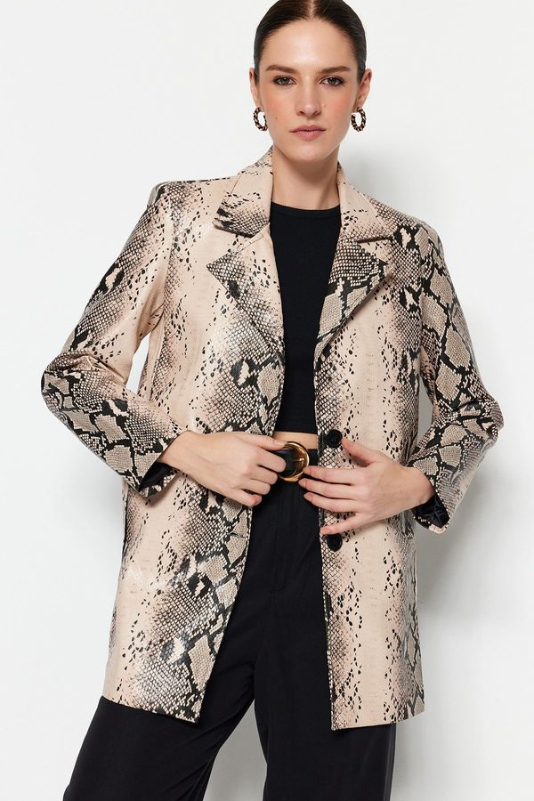 Trendyol Trendyol Beige Animal Patterned Jacket Coat