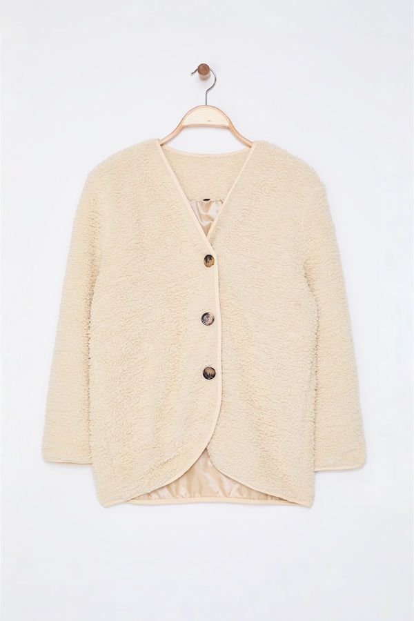 Trendyol Trendyol Beige Buttoned Plush Jacket