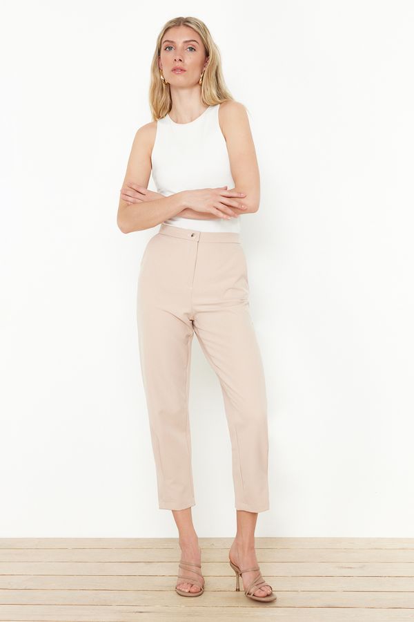 Trendyol Trendyol Beige Cigarette Stitched Woven Trousers