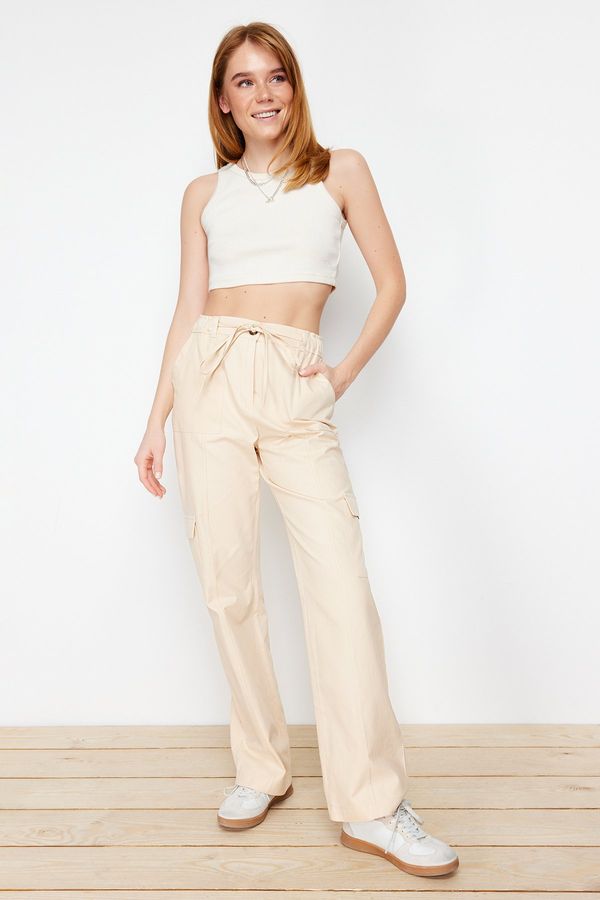 Trendyol Trendyol Beige Cotton Cargo Woven Trousers