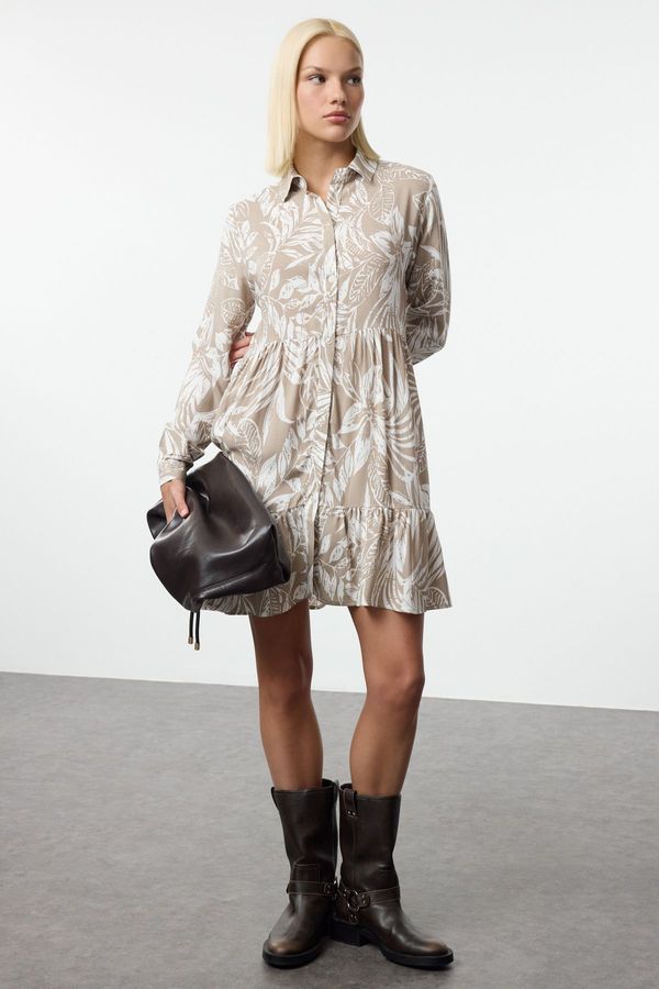 Trendyol Trendyol Beige Floral Mini Woven Dress