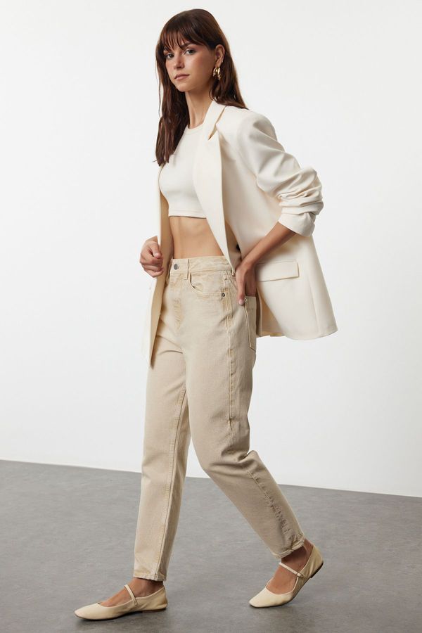 Trendyol Trendyol Beige High Waist Mom Jeans