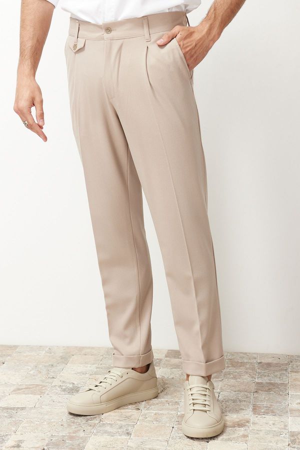 Trendyol Trendyol Beige Italian Cut Pleated Fabric Trousers