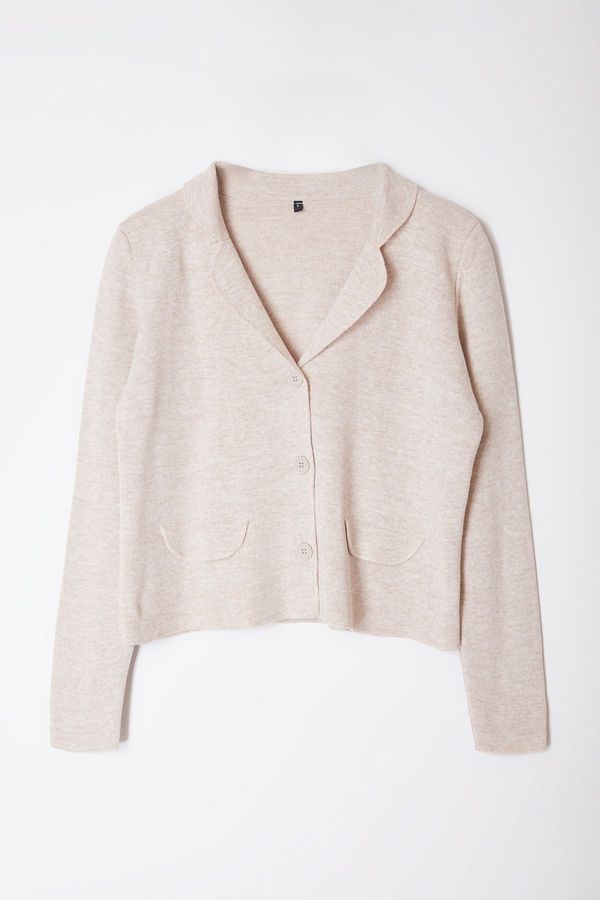 Trendyol Trendyol Beige Jacket Look Knitwear Cardigan