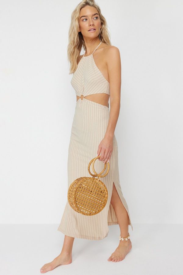 Trendyol Trendyol Beige Maxi Knitted Accessories Beach Dress