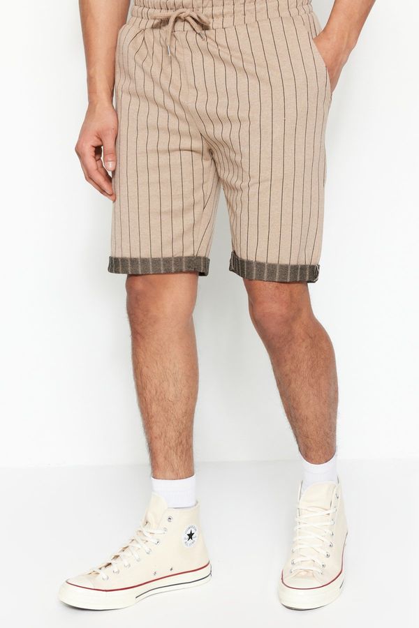 Trendyol Trendyol Beige Men's Regular Mid-Length/Regular Cut Striped Shorts.