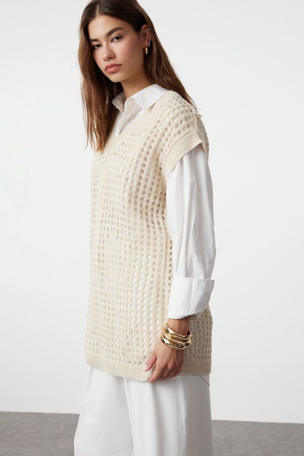 Trendyol Trendyol Beige Openwork/Hole Knitwear Sweater