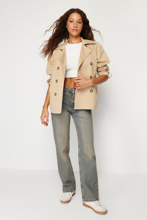 Trendyol Trendyol Beige Oversize Wide Cut Trench Coat