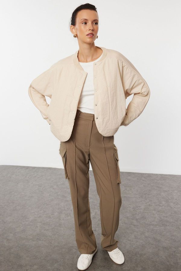 Trendyol Trendyol Beige Parachute Detail Pocket Bomber Jacket