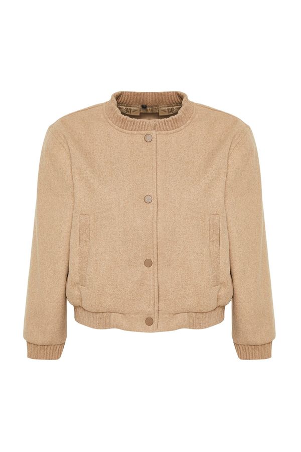 Trendyol Trendyol Beige Regular Stamp Bomber Jacket Coat