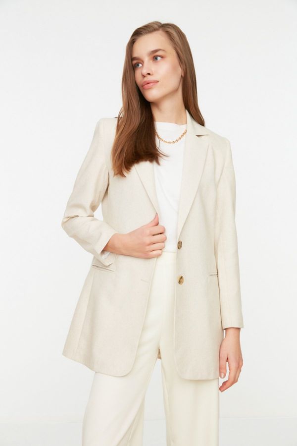 Trendyol Trendyol Beige Two-Button Blazer Woven Jacket