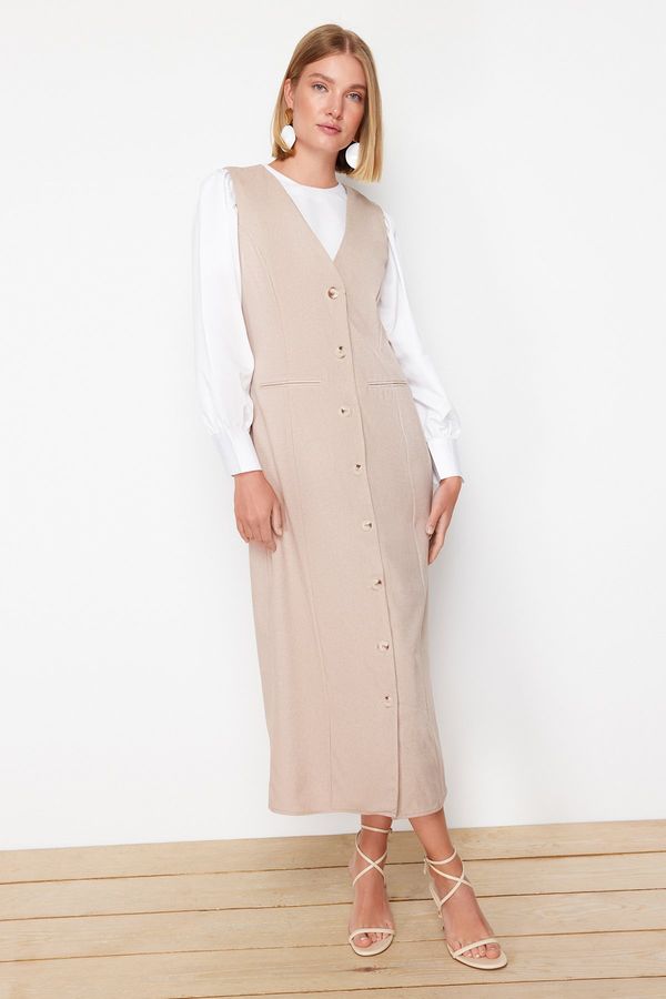 Trendyol Trendyol Beige Woven Fabric Gilet Dress