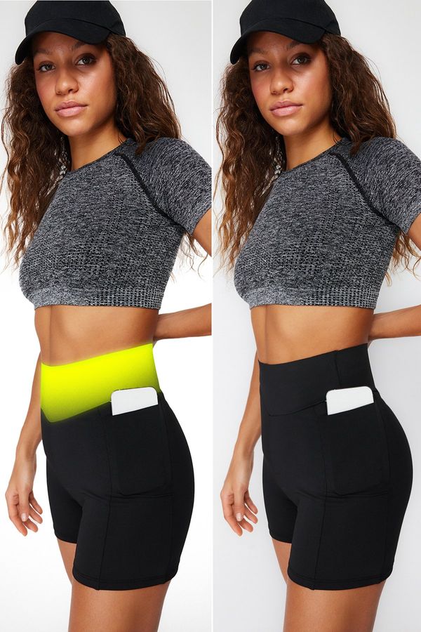Trendyol Trendyol Black 2.Extra Abdomen Collector and Short Knitted Sports Shorts Leggings with Layer