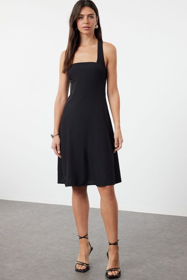 Trendyol Trendyol Black A-Cut Square Neck Mini Woven Dress