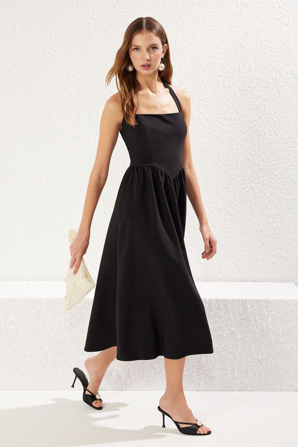 Trendyol Trendyol Black A-Line Bow Detail Woven Chic Dress