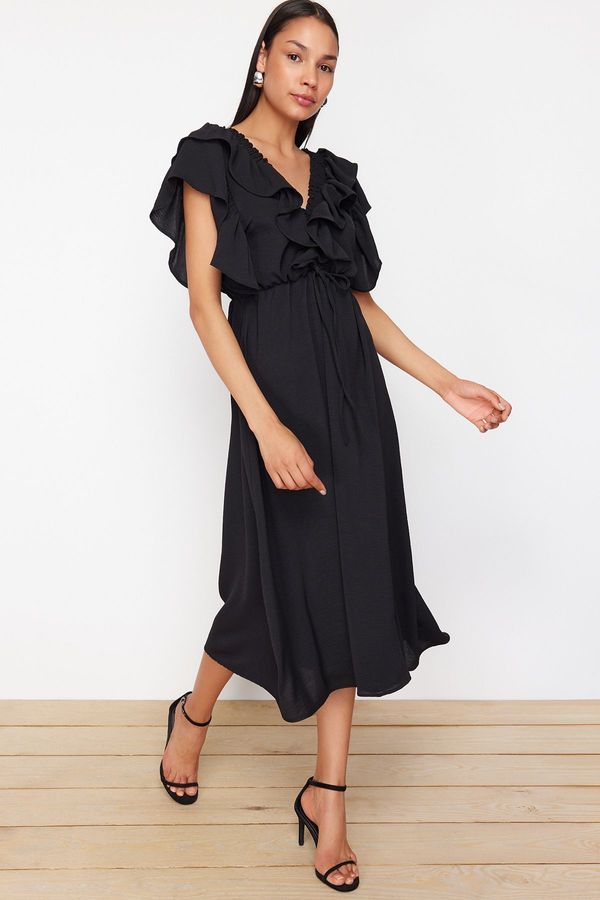 Trendyol Trendyol Black A-Line Flounce Viscose Woven Dress