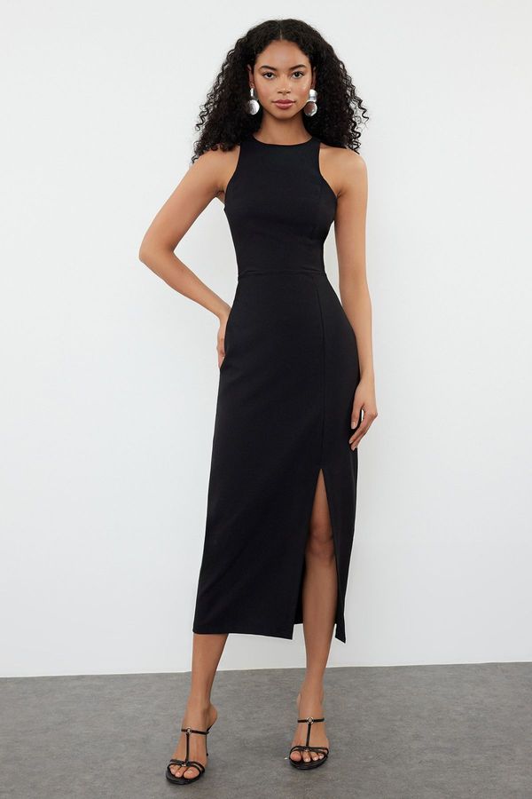 Trendyol Trendyol Black A-Line Halter Neck Maxi Pencil Skirt Woven Dress