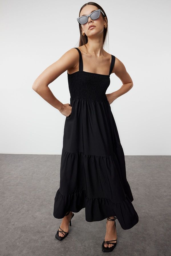 Trendyol Trendyol Black A-Line Square Neck Maxi Woven Dress