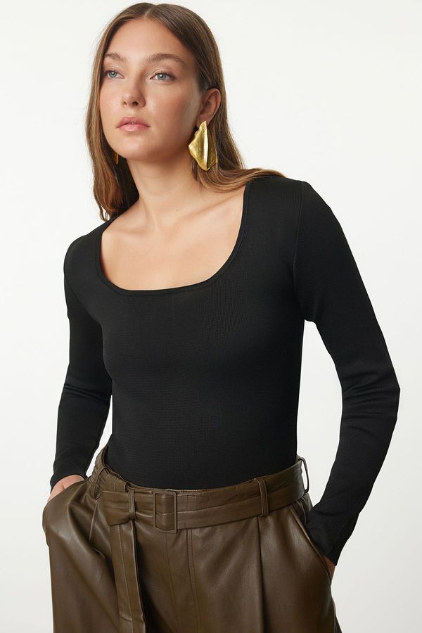 Trendyol Trendyol Black Basic Pool Neck Knitwear Sweater