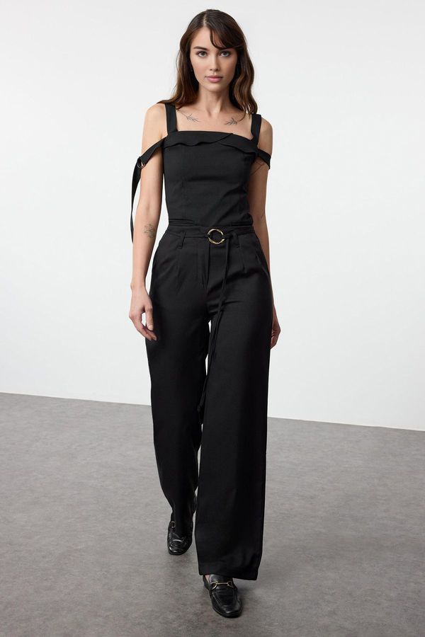 Trendyol Trendyol Black Belt Detailed Wide Leg Trousers