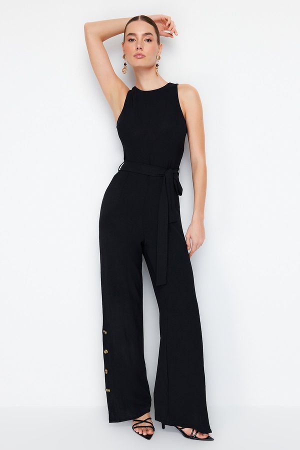 Trendyol Trendyol Black Belted Maxi Woven Jumpsuit