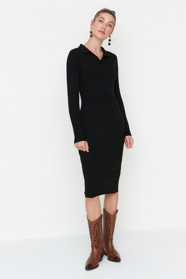 Trendyol Trendyol Black Black Midi Knitwear Polo Neck Dress