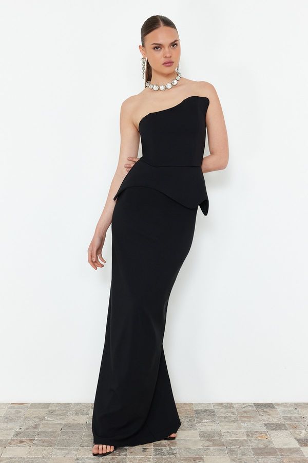 Trendyol Trendyol Black Body-fitting Woven Long Elegant Evening Dress