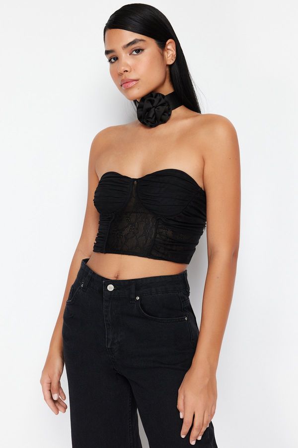 Trendyol Trendyol Black Body-Sitting Knitted Lace Bustier