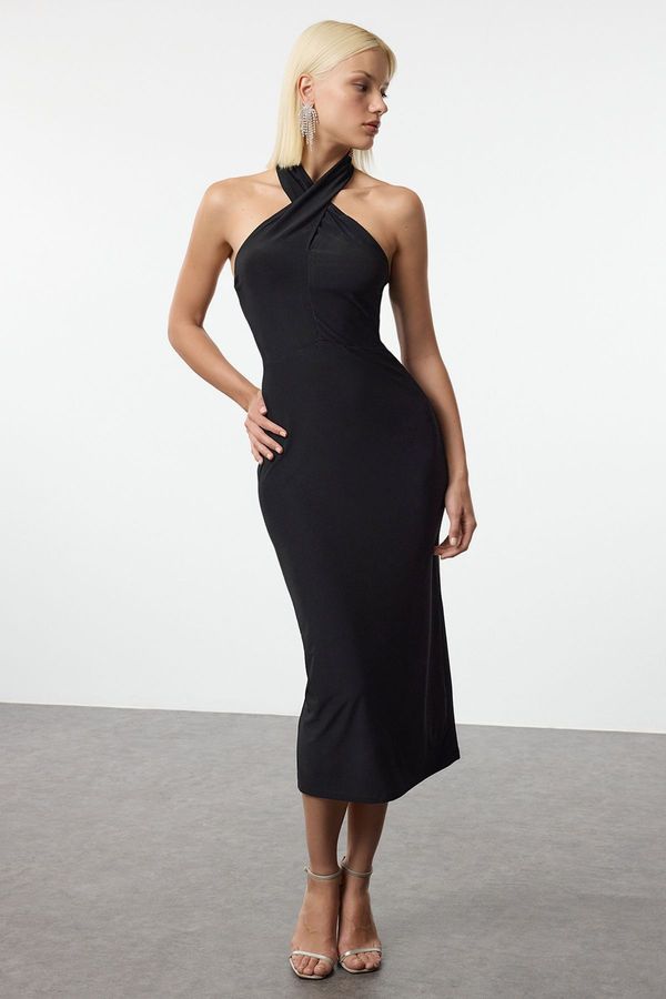 Trendyol Trendyol Black Bodycon Knitted Chic Midi Evening Dress