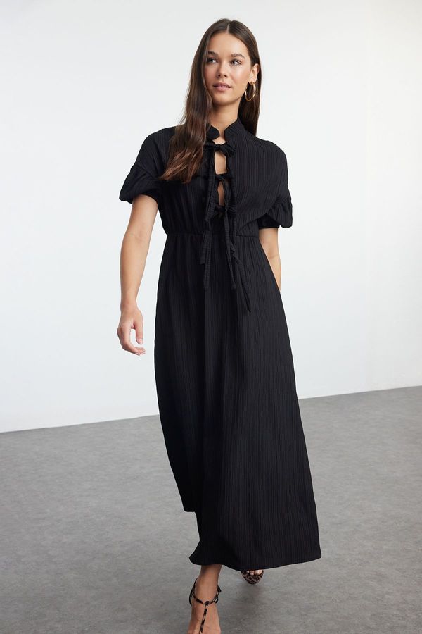 Trendyol Trendyol Black Bow Detailed Maxi Woven Dress