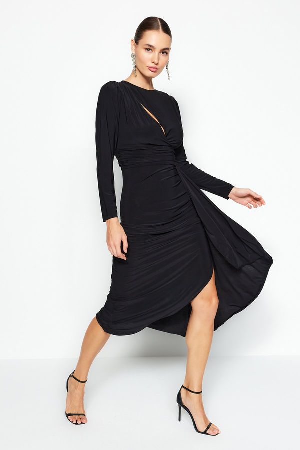 Trendyol Trendyol Black Built Cut Out/Window Detailed Evening Dress