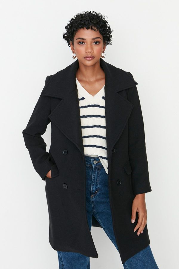 Trendyol Trendyol Black Button Closure Cachet Coat