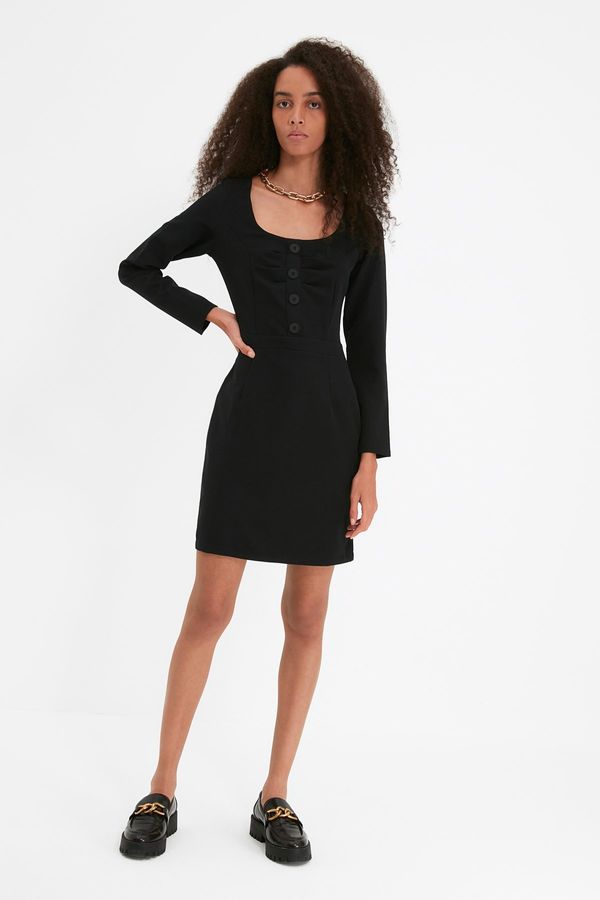 Trendyol Trendyol Black Button Detailed Woven Dress