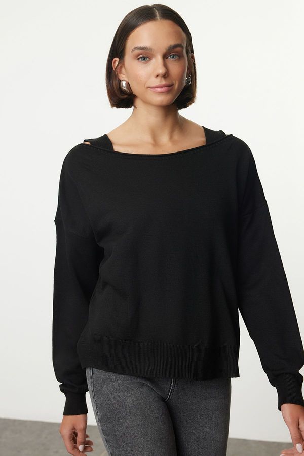 Trendyol Trendyol Black Collar Detailed Knitwear Sweater