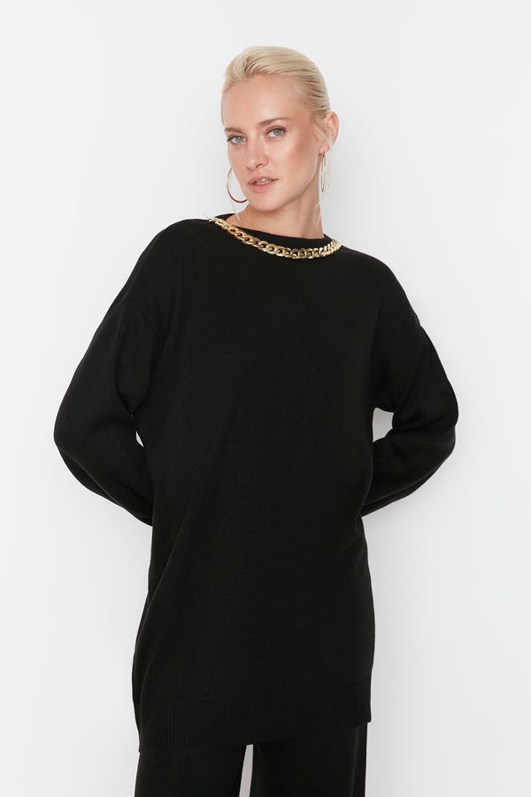 Trendyol Trendyol Black Collar with a Chain Necklace Sweater-Pants, Knitwear Suit