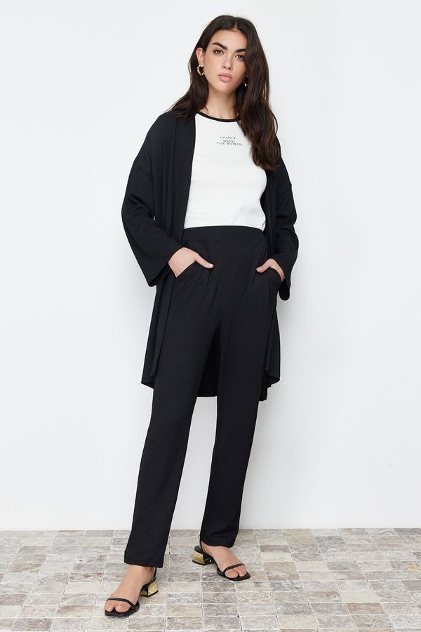 Trendyol Trendyol Black Cress Knitted Kimono Trousers Two Piece Set