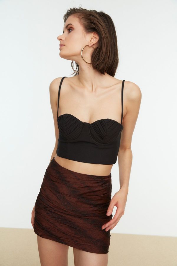 Trendyol Trendyol Black Crop Lined Woven Bustier