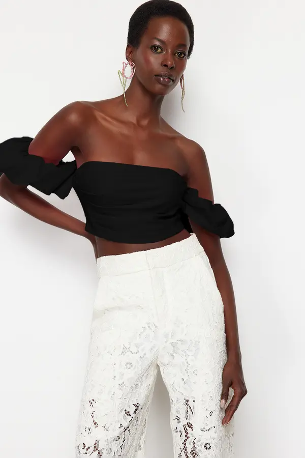 Trendyol Trendyol Black Crop Woven Bustier